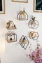 Hanah Home Set de 6 Estantes de Pared de Madera Maciza, Oro y Negro